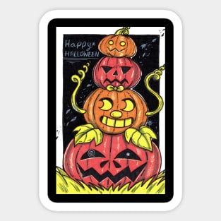 Happy Halloween Cute Pumpkin Stack Sticker